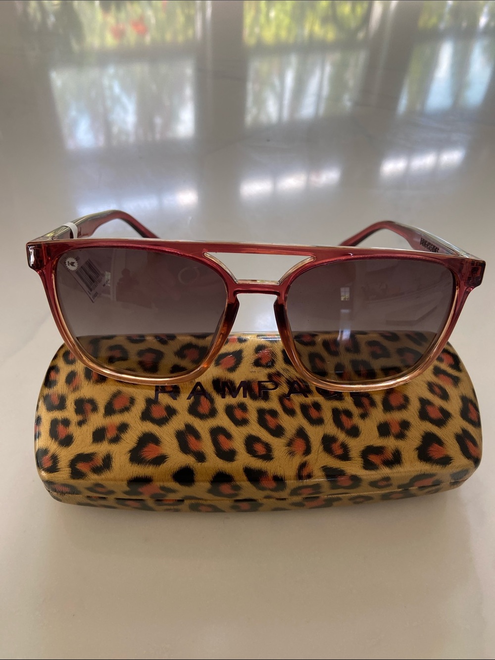 Women's Red Gradient Frame Sunglasses with Brown Gradient Lenses knockarounds….